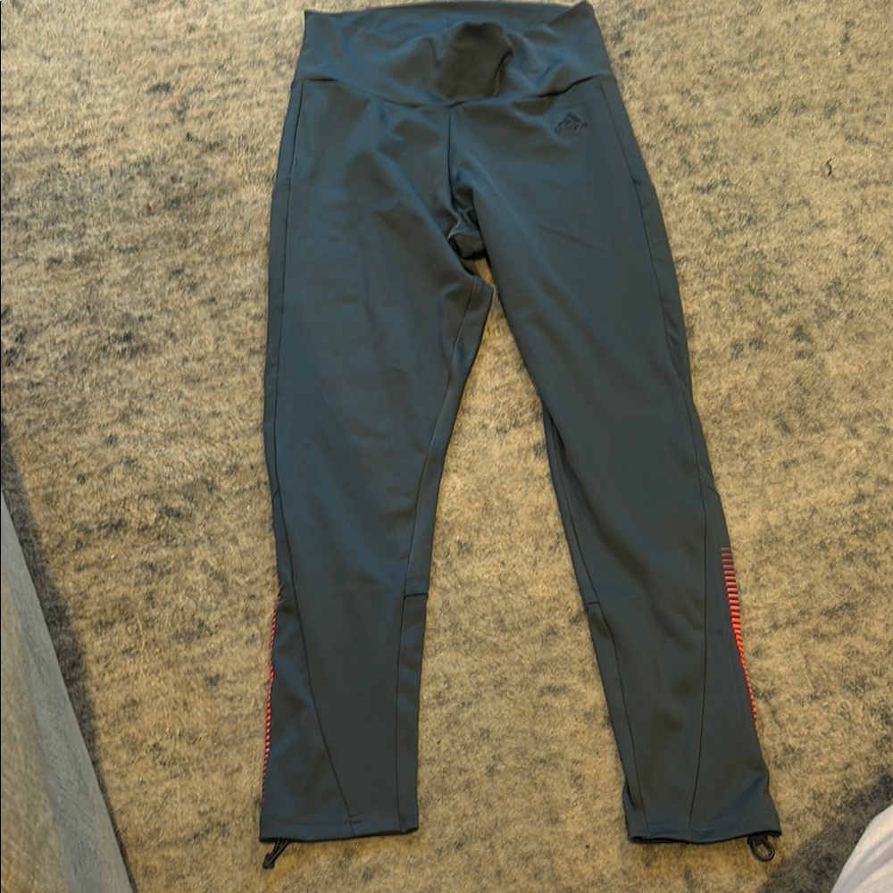 Adidas Gray Leggings with orange Accents